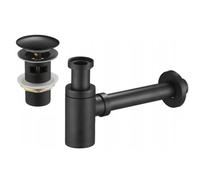 Mexen demi-siphon d'évier rond avec bouchon clic-clac, avec trop-plein, noir - 7992050-70 6510 5907709127937