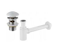 Mexen demi-siphon rond pour lavabo avec bonde clic-clac en céramique, avec trop-plein, blanc - 7992050-25 6517 5907709127920