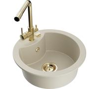 Mexen Diego évier de cuisine en granit 1 bac avec robinet Duero, beige - 6512-69-671600-50 18148 5905315024954