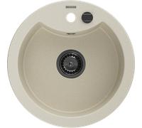 Mexen Diego évier en granit 1 bac 488 x 480 mm, beige, siphon noir - 6512481000-69-B 16349 5905315013248