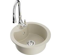 Mexen Diego évier en granit 1 bac avec mitigeur de cuisine Savita, beige - 6512-69-672601-00 17699 5905315035165