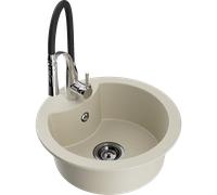 Mexen Diego évier en granit 1 bac avec robinet de cuisine Aster, beige - 6512-69-73450-07-B 19184 5905315046376