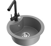 Mexen Diego évier en granit 1 bac avec robinet de cuisine Duero, gris - 6512-71-671600-70 18160 5905315024992
