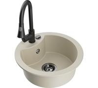 Mexen Diego Évier en granit 1 bac avec robinet de cuisine Elia, beige - 6512-69-670101-70 19874 5905315030085