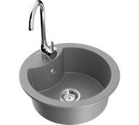 Mexen Diego évier en granit 1 bac avec robinet de cuisine Telma, gris - 6512-71-670200-00 6286 5907709160507