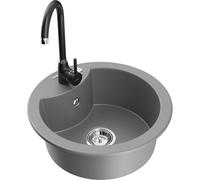 Mexen Diego Évier en granit 1 bac avec robinet de cuisine Telma, gris - 6512-71-670200-70 18356 5905315015303