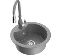 Mexen Diego évier en granit 1-cuvette avec robinet de cuisine Savita, gris - 6512-71-672601-71 17707 5905315035240