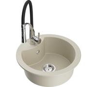 Mexen Diego évier en granit à 1 bac avec robinet de cuisine Aster, beige - 6512-69-73450-07 19183 5905315046369