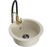 Mexen Diego évier en granit à 1 bac avec robinet de cuisine Aster, beige - 6512-69-73450-57-B 19186 5905315046390