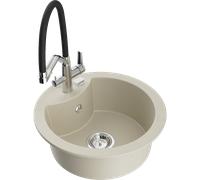 Mexen Diego évier en granit à 1 bac avec robinet de cuisine Duo, beige - 6512-69-671701-07 22816 5905315101587