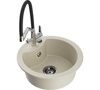 Mexen Diego évier en granit à 1 bac avec robinet de cuisine Duo, beige - 6512-69-671701-07-B 22817 5905315101594