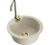 Mexen Diego Évier granit 1 bac avec robinet de cuisine Telma, beige - 6512-69-670200-50 18353 5905315015273