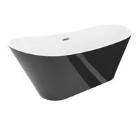 Mexen Dora baignoire autoportante 150 x 75 cm, blanc/noir, trop-plein or rose - 52071507575-60 61704 5905315576019