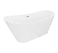 Mexen Dora baignoire autoportante 160 x 75 cm, blanche, trop-plein doré brossé - 52071607500-55 61674 5905315576101