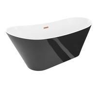 Mexen Dora baignoire autoportante 170 x 75 cm, blanche/noire, trop-plein cuivre brossé - 52071707575-65 61725 5905315576422