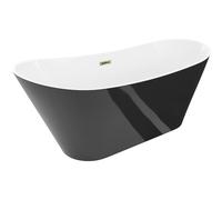 Mexen Dora baignoire autoportante 170 x 75 cm, blanche/noire, trop-plein doré - 52071707575-50 61722 5905315576392