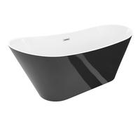 Mexen Dora baignoire autoportante 170 x 75 cm, blanche/noire, trop-plein nickel brossé - 52071707575-97 61729 5905315576460