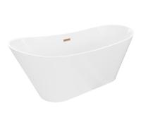 Mexen Dora baignoire autoportante 170 x 75 cm, blanche, trop-plein cuivre brossé - 52071707500-65 61695 5905315576323