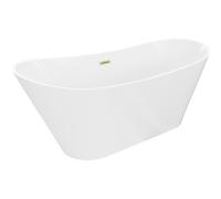 Mexen Dora baignoire autoportante 170 x 75 cm, blanche, trop-plein doré brossé - 52071707500-55 61693 5905315576309