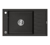 Mexen Elias Évier de cuisine en granit 1 bac avec égouttoir 795 x 480 mm, noir/doré métallique, siphon chromé 4014 5907709194526