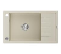 Mexen Elias évier en granit 1 bac avec égouttoir 795 x 480 mm, beige, siphon chromé - 6511791005-69 4010 5907709194496