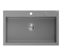 Mexen Elix évier de cuisine 1 bac en granit 800 x 500 mm, gris, siphon chromé - 6527801005-71 66210 5905315976772