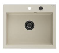 Mexen Elix évier de cuisine en granit 1 bac 600 x 500 mm, beige, siphon noir- 6525601005-69-B 66164 5905315587152