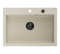 Mexen Elix évier de cuisine en granit 1 bac 700 x 500 mm, beige, siphon noir - 6526701005-69-B 66201 5905315587220