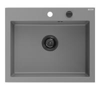 Mexen Elix évier en granit 1-bac 600 x 500 mm, gris, siphon noir - 6525601005-71-B 66165 5905315587169