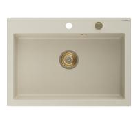 Mexen Elix évier en granit 1 bac 700 x 500 mm, beige, siphon doré - 6526701005-69-G 66190 5905315587015