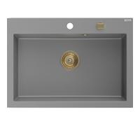 Mexen Elix évier en granit 1 bac 700 x 500 mm, gris, siphon doré - 6526701005-71-G 66191 5905315587022