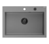 Mexen Elix évier en granit 1 bac 700 x 500 mm, gris, siphon noir - 6526701005-71-B 66202 5905315587237