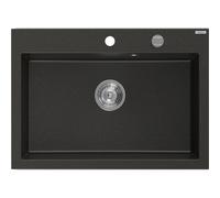 Mexen Elix évier en granit 1 bac 700 x 500 mm, noir/or métallique, siphon chromé - 6526701005-75 66182 5905315976727