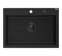 Mexen Elix évier en granit 1 bac 700 x 500 mm, noir, siphon noir - 6526701005-77-B 66206 5905315587275