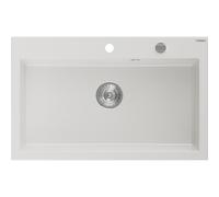 Mexen Elix évier en granit 1 bac 800 x 500 mm, blanc, siphon chromé - 6527801005-20 66208 5905315976758