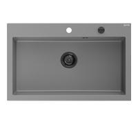 Mexen Elix évier en granit 1 bac 800 x 500 mm, gris, siphon noir - 6527801005-71-B 66226 5905315587305