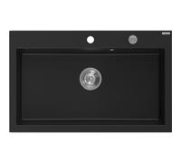 Mexen Elix évier en granit 1 bac 800 x 500 mm, noir, siphon chromé - 6527801005-77 66214 5905315976819