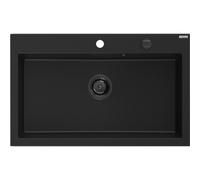 Mexen Elix évier en granit 1 bac 800 x 500 mm, noir, siphon noir - 6527801005-77-B 66230 5905315587343