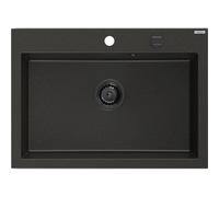 Mexen Elix évier en granit 1-bassin 700 x 500 mm, noir/or métallisé, siphon noir - 6526701005-75-B 66204 5905315587251