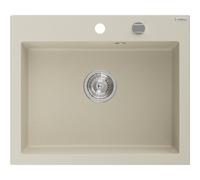 Mexen Elix évier en granit à 1 bac 600 x 500 mm, beige, siphon chromé - 6525601005-69 66141 5905315976628
