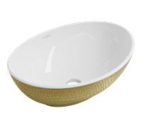 Mexen Elza lavabo à poser 40 x 33 cm, blanc/or motif écaille - 21014008 21395 5907709156470