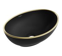 Mexen Elza lavabo à poser 40 x 33 cm, noir mat/or bord doré - 21014025 21402 5907709156531