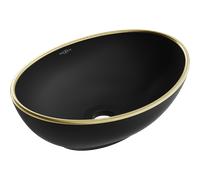 Mexen Elza lavabo à poser 40 x 33 cm, noir mat/or bord doré - 21014025 21402 5907709156531
