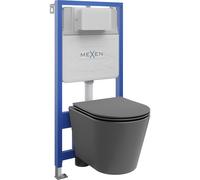 Mexen ensemble encastré WC cadre Fenix Slim avec cuvette WC Rico et abattant à descente amortie, gris foncé mat - 61030724071 12989 5907709163430