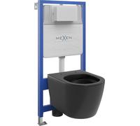 Mexen Ensemble WC sur colonne Felix Slim avec cuvette Carmen, Noir mat - 6103388XX85