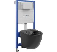 Mexen Ensemble WC sur colonne Felix Slim avec cuvette Lena, Noir mat - 6103322XX85