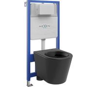 Mexen Ensemble WC sur colonne Felix Slim avec cuvette Rico, Noir mat - 6103372XX85