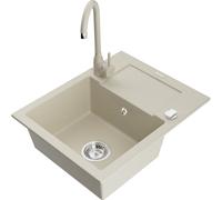 Mexen Enzo évier de cuisine en granit 1 bac avec égouttoir et robinet Telma, beige - 6506-69-670200-69 6210 5907709189720