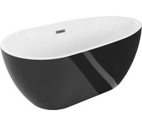 Mexen Eos baignoire autoportante 150 x 75 cm, blanc/noir, bonde brossée gris canon - 52471507575-66