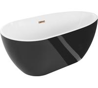 Mexen Eos baignoire autoportante 150 x 75 cm, blanc/noir, bonde de vidange or rose - 52471507575-60